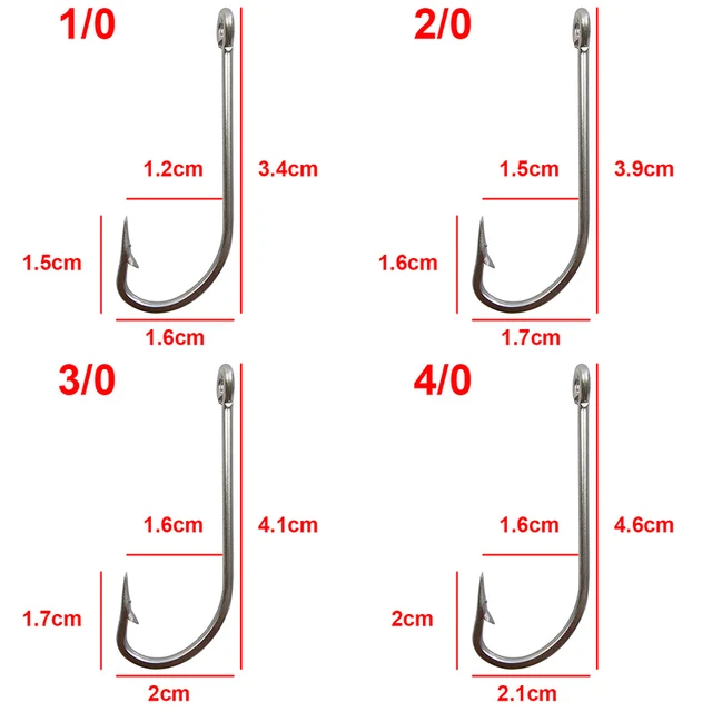 100Pcs Long Shank Fishing Hooks Stainless Steel Big game fishhooks