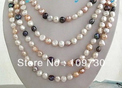 

Jewelry 002307 11mm White Pink Purple Black Baroque Pearl Necklace 100