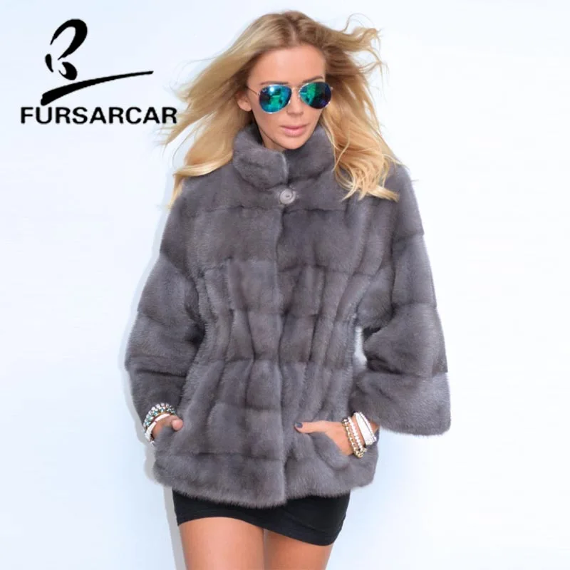 Новинка 2020 шубы FURSARCAR из натурального меха женская зимняя куртка со съемным