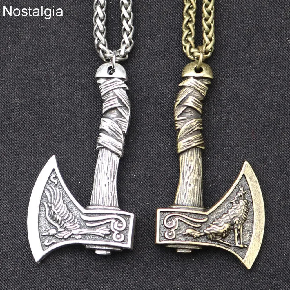Odin норвежский викинг Волк и Ворон топор амулет Wicca Подвеска Ожерелье языческие