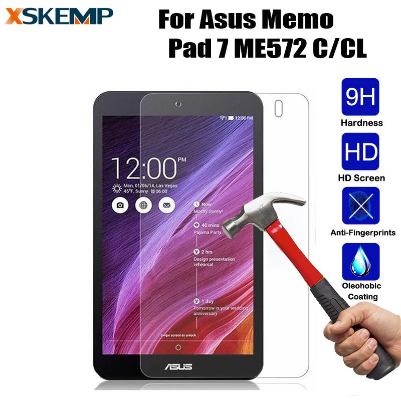 

XSKEMP 9H LCD Premium Tempered Glass For Asus Memo Pad 7 ME572 C/CL Tablet PC No Fingerprint Screen Protector HD Protective Film