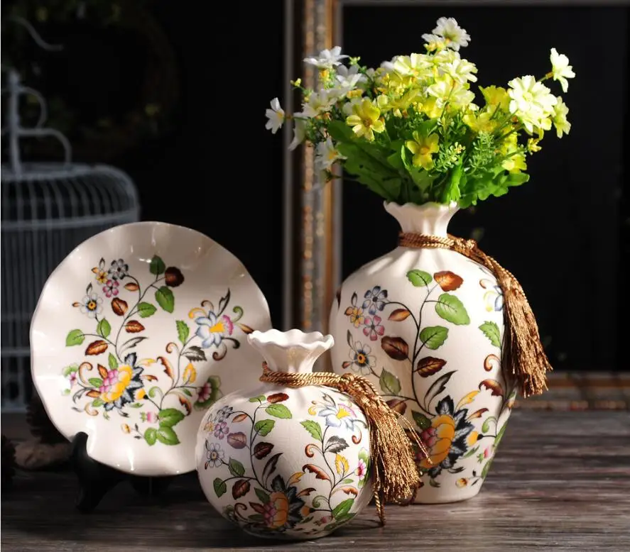 Ceramic vase, three piece, creative Home Furnishing, ornaments, vases
