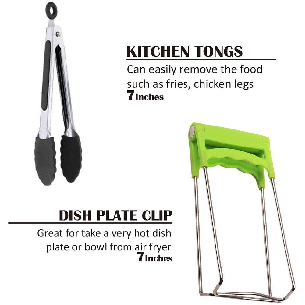 

7Pcs/set Pizza Pan Cake 3.5 To 5.8QT Food Clip Tool Air Fryer Accessories Double Layer Grill Basket Baking Basket 7inch