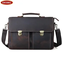 Vintage Genuine Cow Leather Men Briefcase Business Bag Handbag Fit For 14 Inch Laptop PR081119