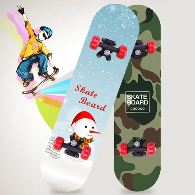 US $20.59 Complete Skateboard 60cm Four Wheel Scooter Longboard Single Warping Slide Maple High Speed Skate B