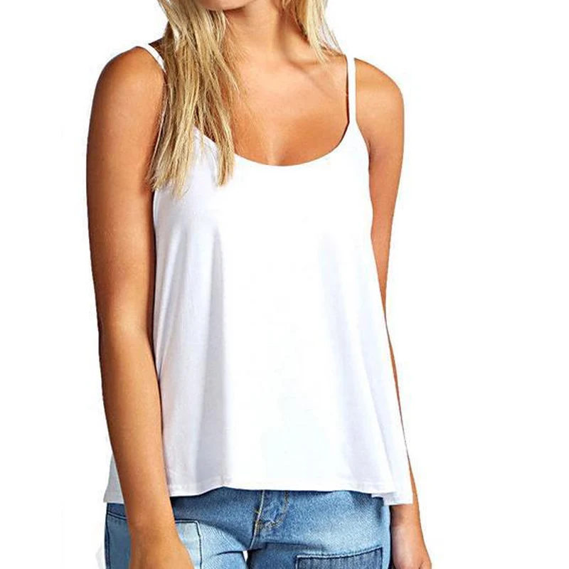 

Summer Women Beach Vest Tank Top T-Shirt Sleeveless Strap Chiffon Casual Loose Crop Tops GDD99