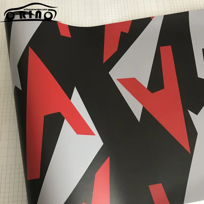Black Red White Camouflage Vinyl Film-2