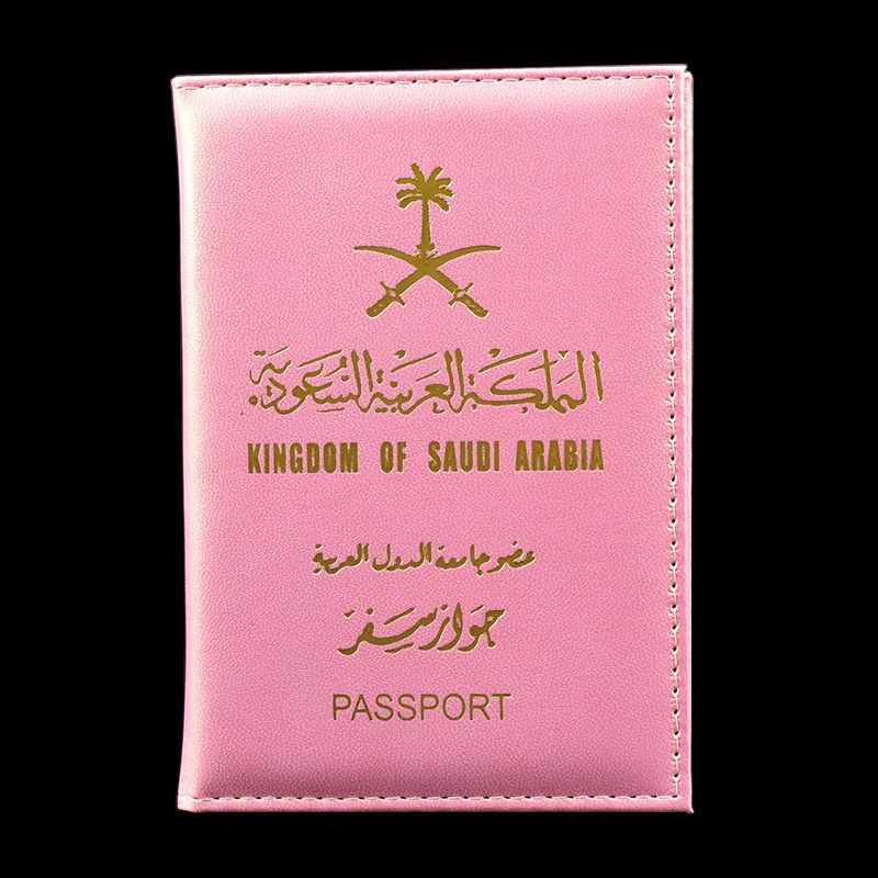 HEQUN National Emblem of Saudi Arabia Passport Holder Women Glossy Pu