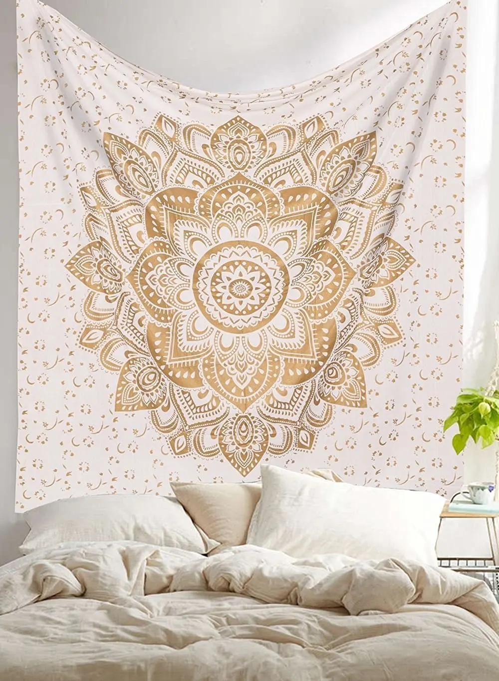 Mandala Lotus Wall Tapestries Hanging Hippie Tapestry White Fashion