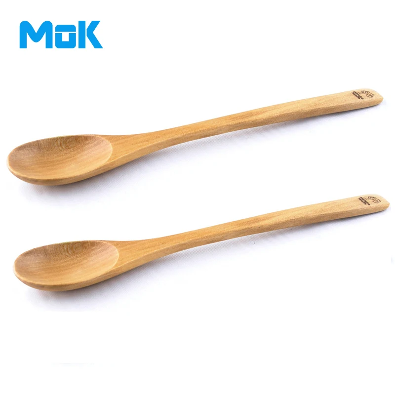 6 Pieces 17cm Long Handle Natural Wooden Coffee Stirring Spoons Milk