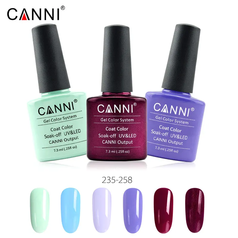 

240 colors High quality CANNI 7.3ml soak off glitter french color Sequins led uv lamp nail art Luminous long lasting gelpolish