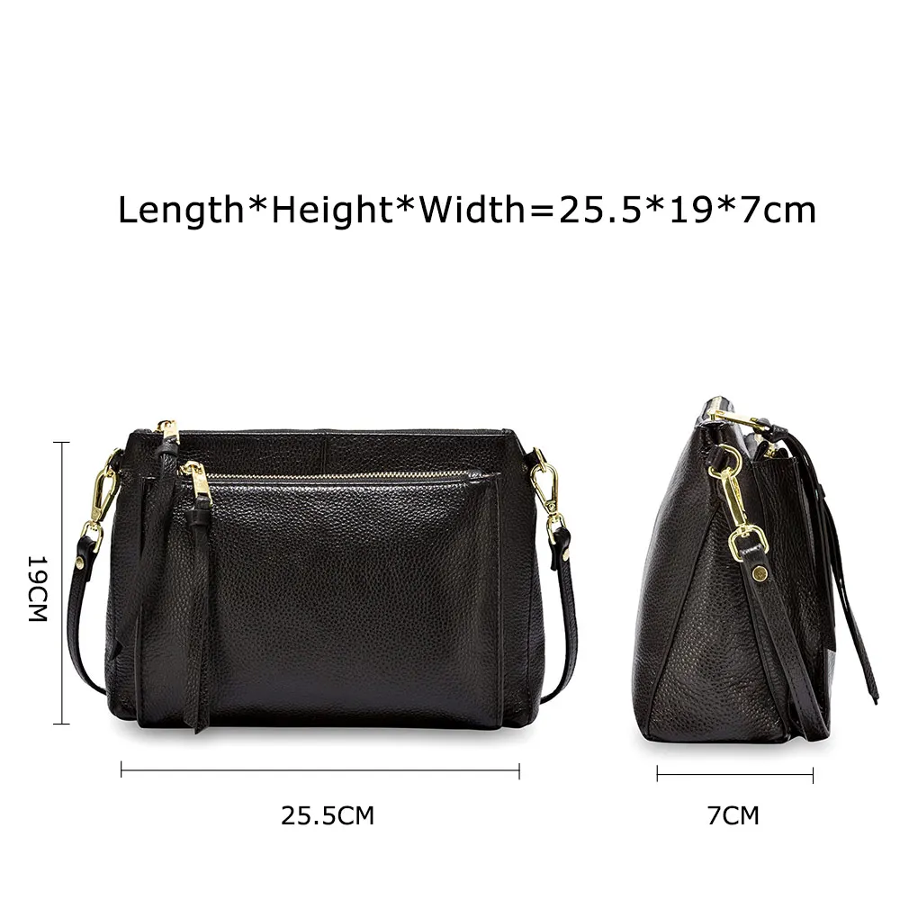Zency, повседневная женская сумка-мессенджер, натуральная кожа, коричневая сумка, модная женская сумка через плечо, черная сумочка с клапаном