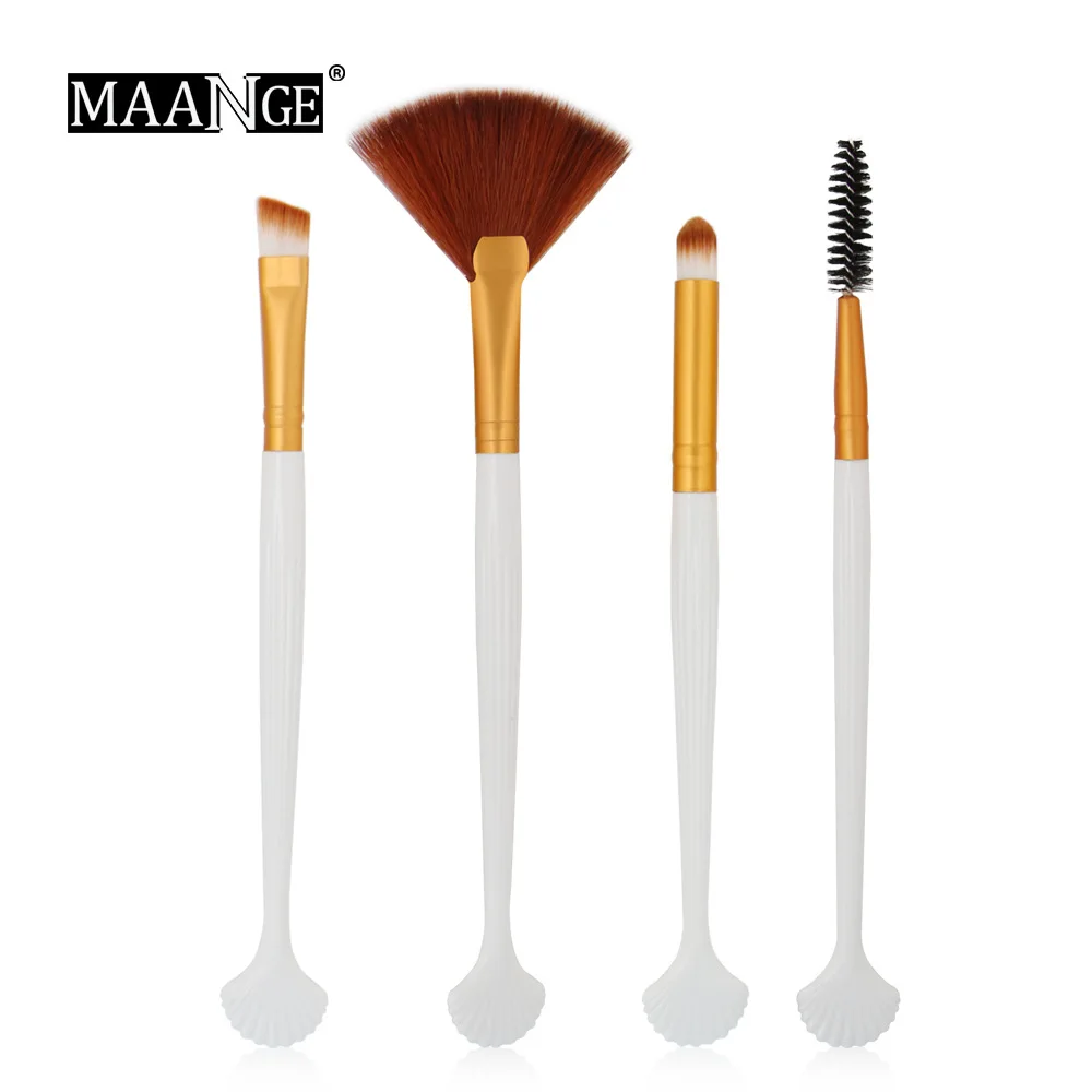 

4 PCS Shell Eye Makeup Brushes Set Foundation Powder Eyeshadow Contour Concealer Blush Cosmetics Make Up Brushes Tools