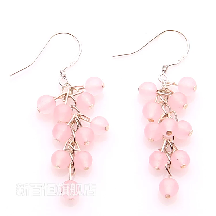 Chalcedony powder 925 silver drop earring fashion crystal | Украшения и аксессуары