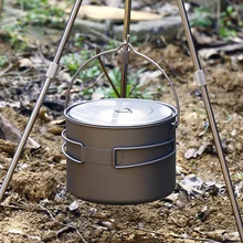 TOAKS Titanium Outdoor Camping Pot Cooking Pots Picnic Hang Pot Ultralight Titanium Pot 1600ml toaks 1600ml cookware set ultralight titanium pot frying pan outdoor camping titanium bowl titanium cup picnic