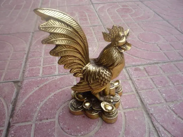 

Wonderful Old copper chanticleer statue / sculpture, fine carving, with mark,best collection&adornment,free shipping