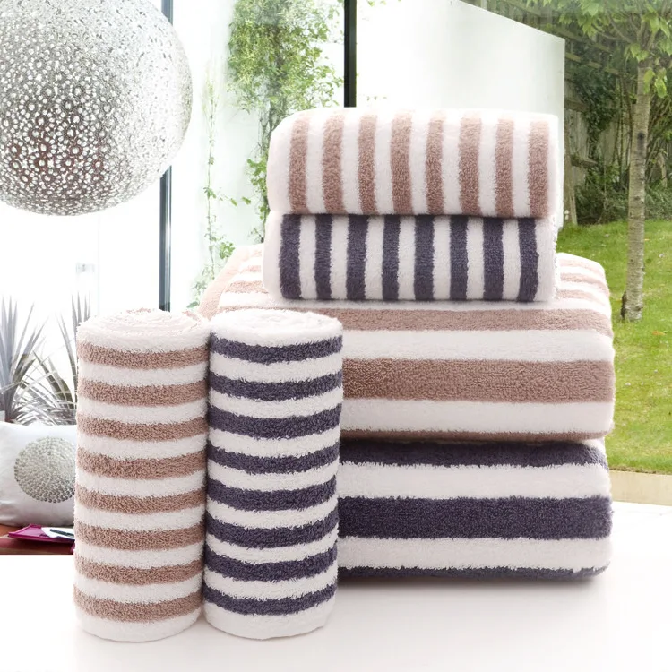 High Quality New Striped 100 Cotton Towel Sets 34*76cm Face Towel 70