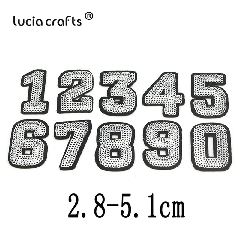 

10pcs 2.8-5.1cm Silver Digital Numbers Sequined Embroidered Iron-On Patches for Clothes Stickers DIY Accessories 082007394
