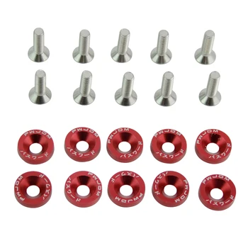 

Dewtreetali 10PCS M6x20 Universal Modification JDM Sticker Stickers Password Fender Washer License Plate Bolts