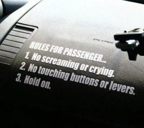 

Fashion RULES FOR PASSENGER Letters Design Car Reflective Sticker Decoration Car Body Sticker 7*14.3cm