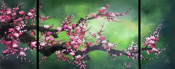 

Artist's Perfect Handmade Living Room Decoration Oil Painting 60 x 24in on Canvas: Plum Blossom in Primrose .