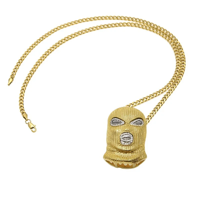 Koop Nieuwe Creatieve Goon CS Ski Masker Hanger mannen Hip Hop Ketting Sieraden Mannen Cool Accessoire Goud Zilver kleur Vergulde Ketting