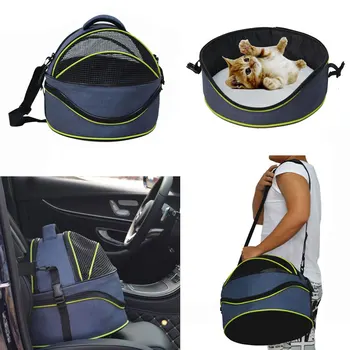 

2-in-1 Pet Kennel Carrier Portable Cat Car Travel Carrier Shoulder Bag Mesh Ventilated Design Perfect for Cats and small dog
