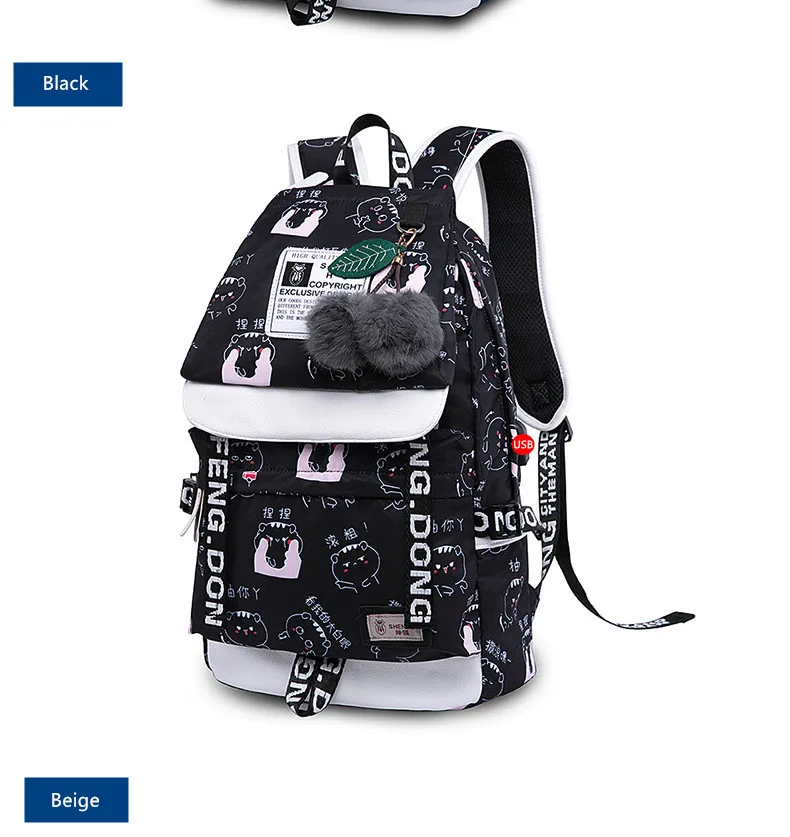 Sacos de escola para meninas adolescentes preto