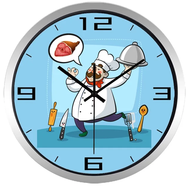 10inch 25cm Kitchen Clock Restaurant Silent Decorate Food Wall Clock