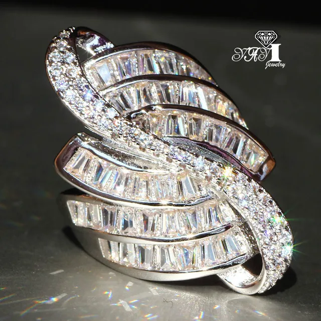 YaYI Jewelry Fashion Princess Cut 6.8 CT White Zircon Silver Color Engagement Ri YaYI Jewelry Fashion Princess Cut 6.8 CT White Zircon Silver Color Engagement Ri
