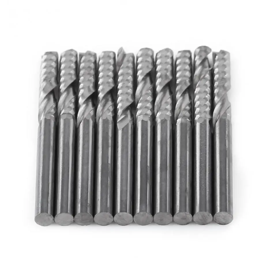 

10Pcs/Lot Single Flute Milling Cutter CNC Router Bits Tungsten Carbide Spiral End Mills 4mm Shank Straight Cutting Tool Hot Sale