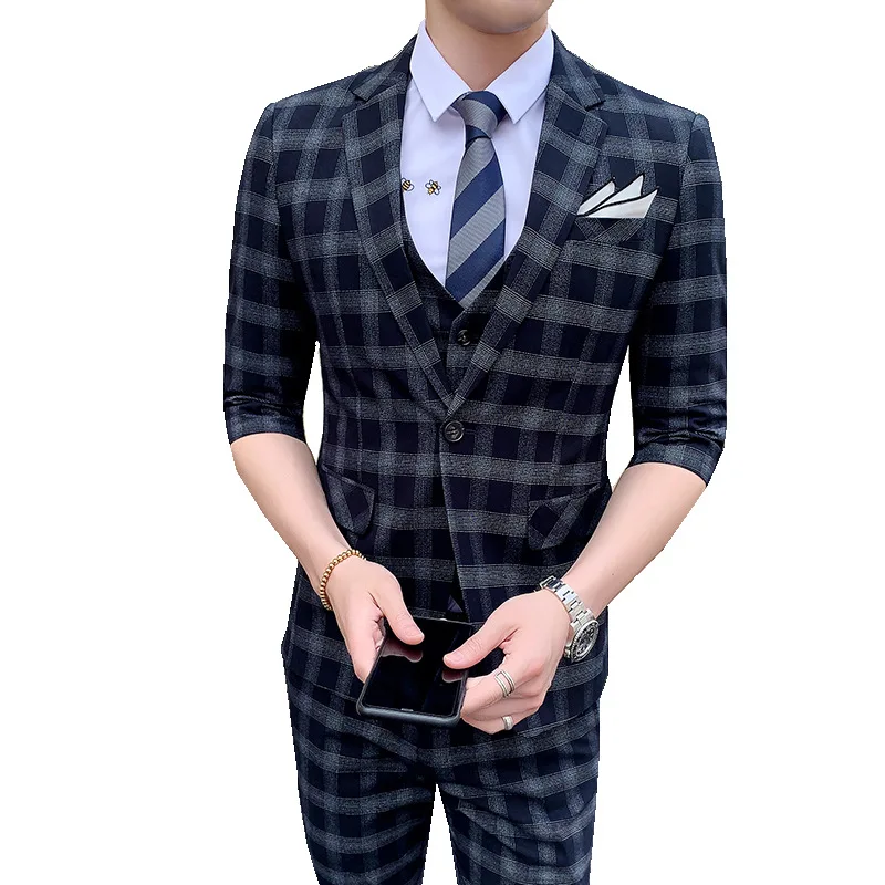 

Men's Business Groomsman Suit Men Pants suit blazer+Vest+Pants 3 Pcs Sets Slim Suits Wedding Party Blazers Jacket costume homme