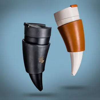 

230ml Horns Cup Coffee Mug ABS+Stainless Steel Milk Juice Mug Coffee Tea Pot Home Office Travel Insulated Drinkware Unique Gifts