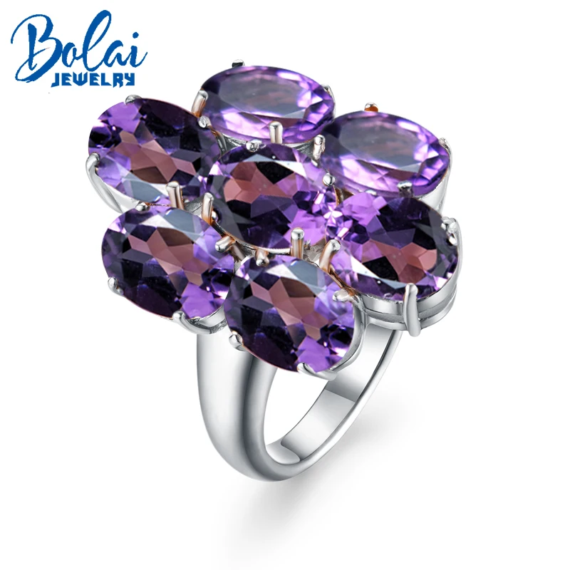 

Bolaijewelry,natural africa amethyst gemstone Ring 925 sterling silver for women party or engagement and Christmas nice gift