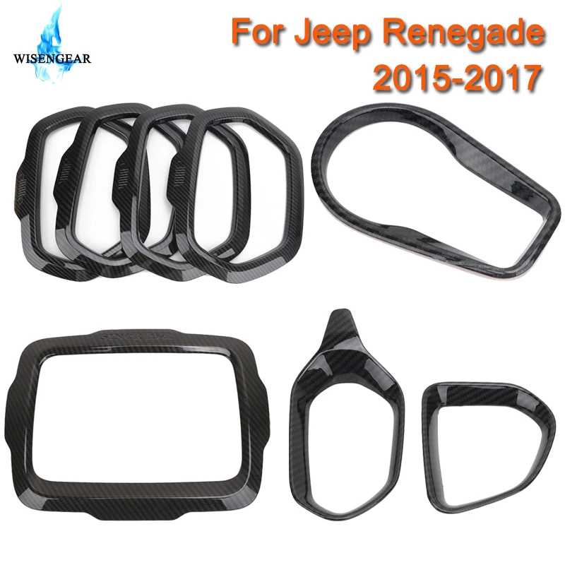 WISENGEAR для Jeep Renegade углеродная дверь динамик крышка наклейка GPS Даш рама