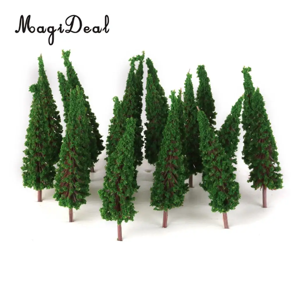 MagiDeal High Simulation 50Pcs/Lot 1/100 Scale Pagoda Trees Model Train Railroad Scenery for House Garden Park Greenery Decor