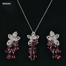 XIAGAO Luxury Jewelry Set Women Earring & Necklace Chin 4 Colors Waterdrop Crystal For Women Party Prom Fashion Accessories