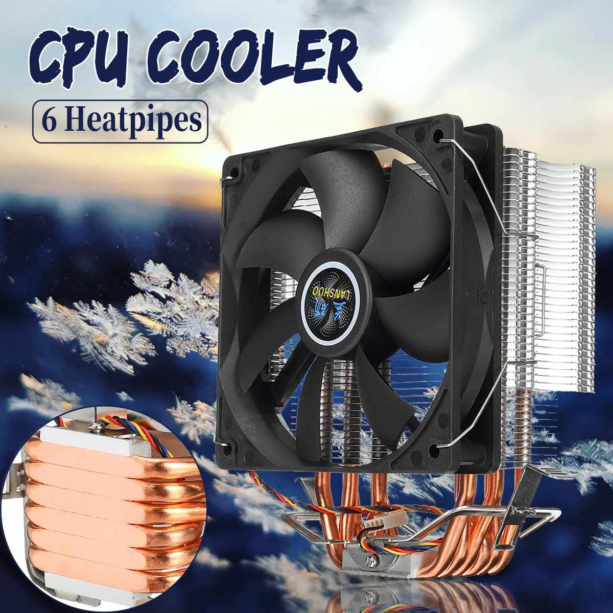 

12cm 6 Heat Pipes CPU Cooler Copper Heatpipes 3Pin Cooling Fan Radiator Heatsink Cooler for LGA 1150/1151/1155/1156/1366/775 AMD