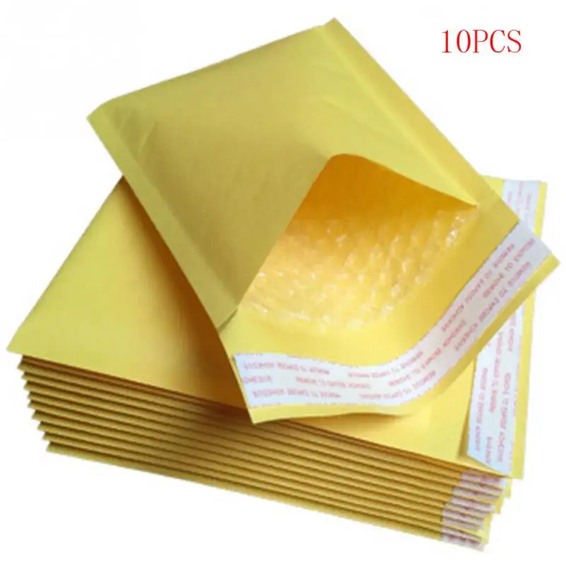 10Pcs Mailing Bags Window Envelopes Bag Moistureproof High Quality Kraft Paper Self Seal Yellow Stationary Drop Shipping #15