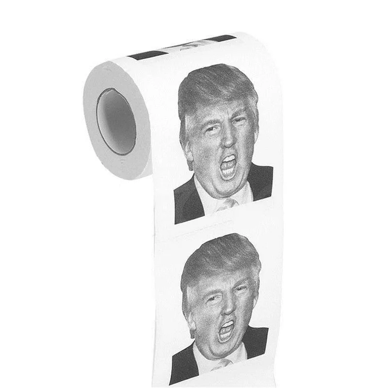 Дональда Трампа Юмор Туалет Бумага рулон Новинка смешной подарок кляп самосвал с Трамп туалетная бумага дома Ванна Декор 1 рулон 2-х слойный