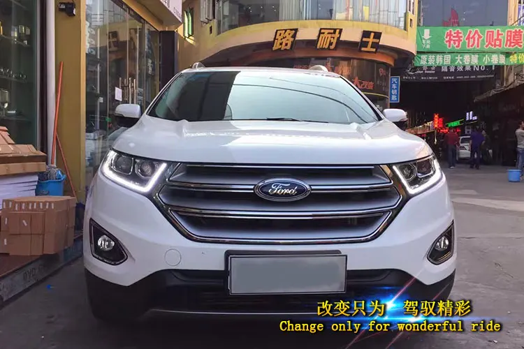 Глава автомобиля укладки светодиодный фара для Ford край светодиодный фары- для Ford Edge drl H7 hid Би-ксеноновые линзы ближнего света