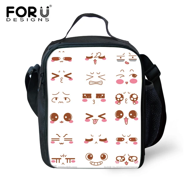 Forudesigns Kawaii White Children Kids Lunch Bag Insulated Thermal Forudesigns Kawaii White Children Kids Lunch Bag Insulated Thermal Emoji Smiley Lunchbox Bags For Women