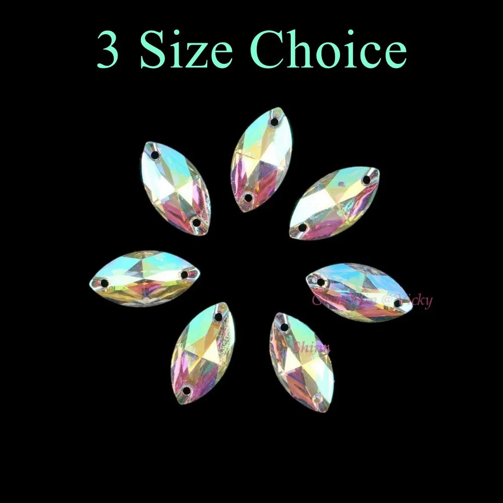 

Leaf Shape / Horse Eye Sew On Rhinestones Flat Back Resin Sewing On Crystals Two Holes Beads Stones 6x12mm / 9x18mm / 11x24mm