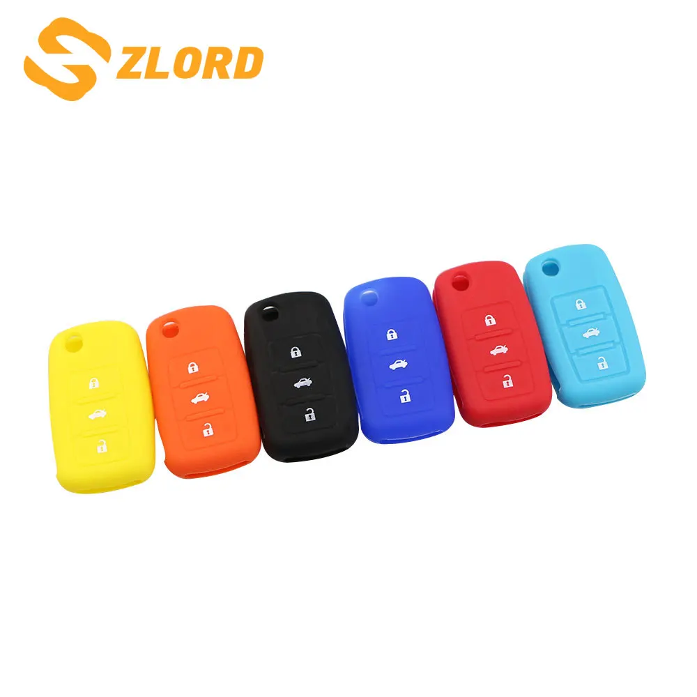 Zlord 3 кнопки силиконовый чехол для ключа автомобиля подходит Volkswagen VW Passat Polo Golf Touran