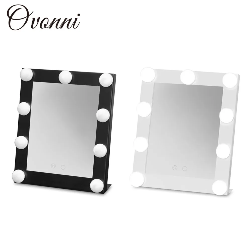 Table Square Single LED Model Portable Makeup Mirror With Bulbs Import