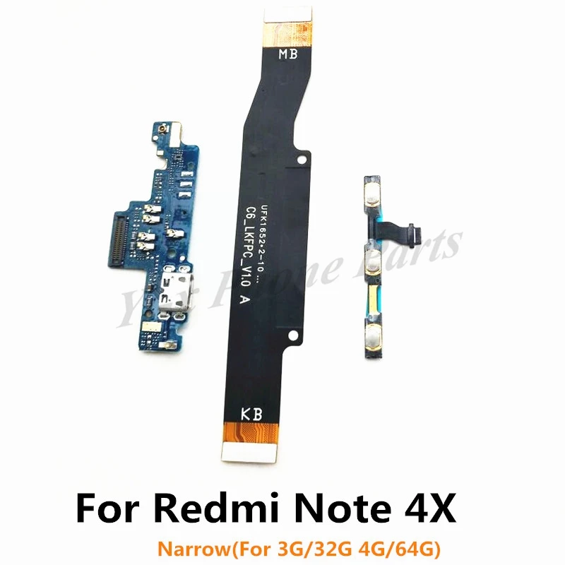 

Power Volume & USB Charging Board Flex Cable & Motherboard MainBoard Flex Cable For Xiaomi Redmi Note 4X (Narrow 3G 4G Model)