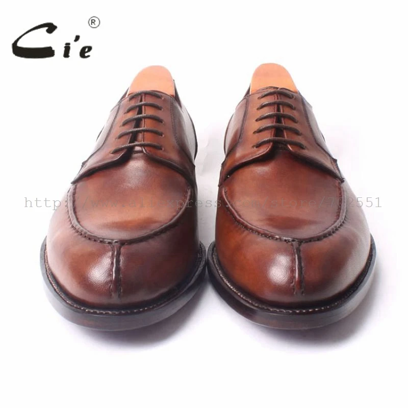 Sola Do Derby Lacing Passado Não Respirável Amplo Dedo Mais Vestido Pé Marrom Goodyear Handmade Sapato Redondo Brown Homens Cie De Couro Welted Dos D101 wCnpq5Zn