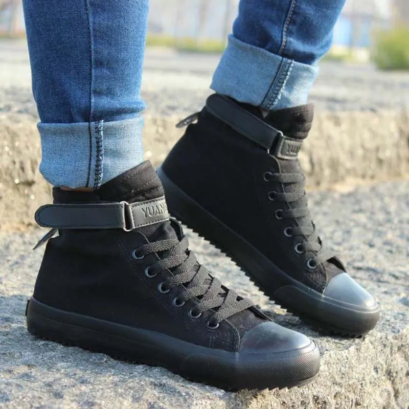 New Spring/Autumn Men Casual Shoes Breathable Black High Top Lace Up Canvas Shoes Men Espadrilles Fashion White Men's Flat Shoes New Spring/Autumn Men Casual Shoes Breathable Black High Top Lace Up Canvas Shoes Men Espadrilles Fashion White Men's Flat Shoes