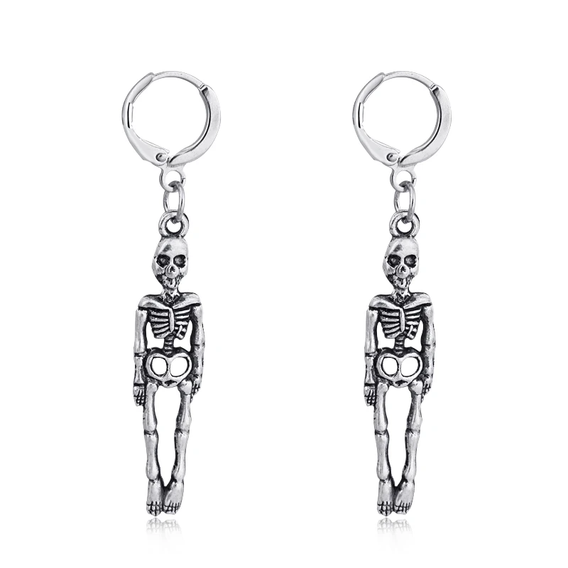 Terrify модный тренд панк крутой Забавный Скелет маленькие серьги-кольца с подвеской серебряные серьги-скелеты ювелирные изделия E469-T2