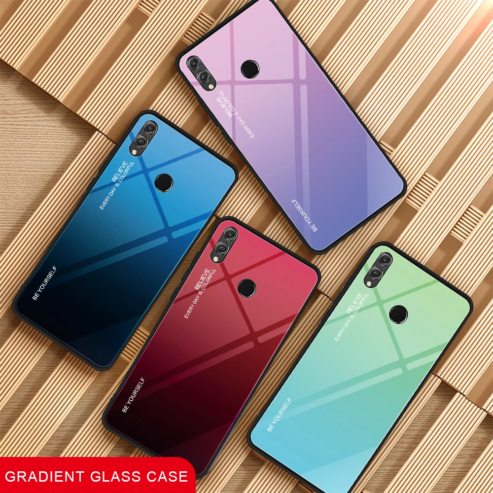 

Gradient Tempered Glass Case For Huawei Honor 10 Lite Nova 4 P30 lite Pro Cover Case For Huawei Y6 Y7 Pro 2019 V20 Enjoy 7 8 9